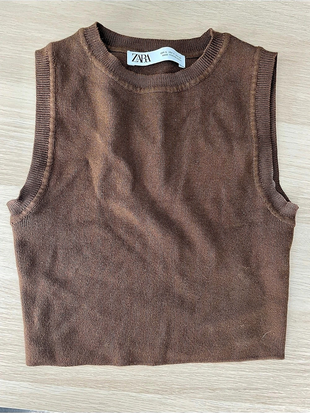 Zara Brown Sleeveless Knit Sweater
